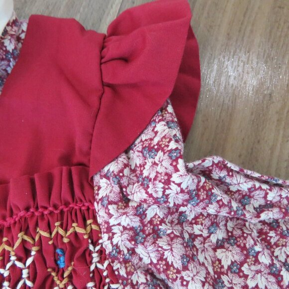 VINTAGE POLLY FLINDERS Smocked Floral Cottagecore Prairie Girl's Dress Church - Picture 8 of 13